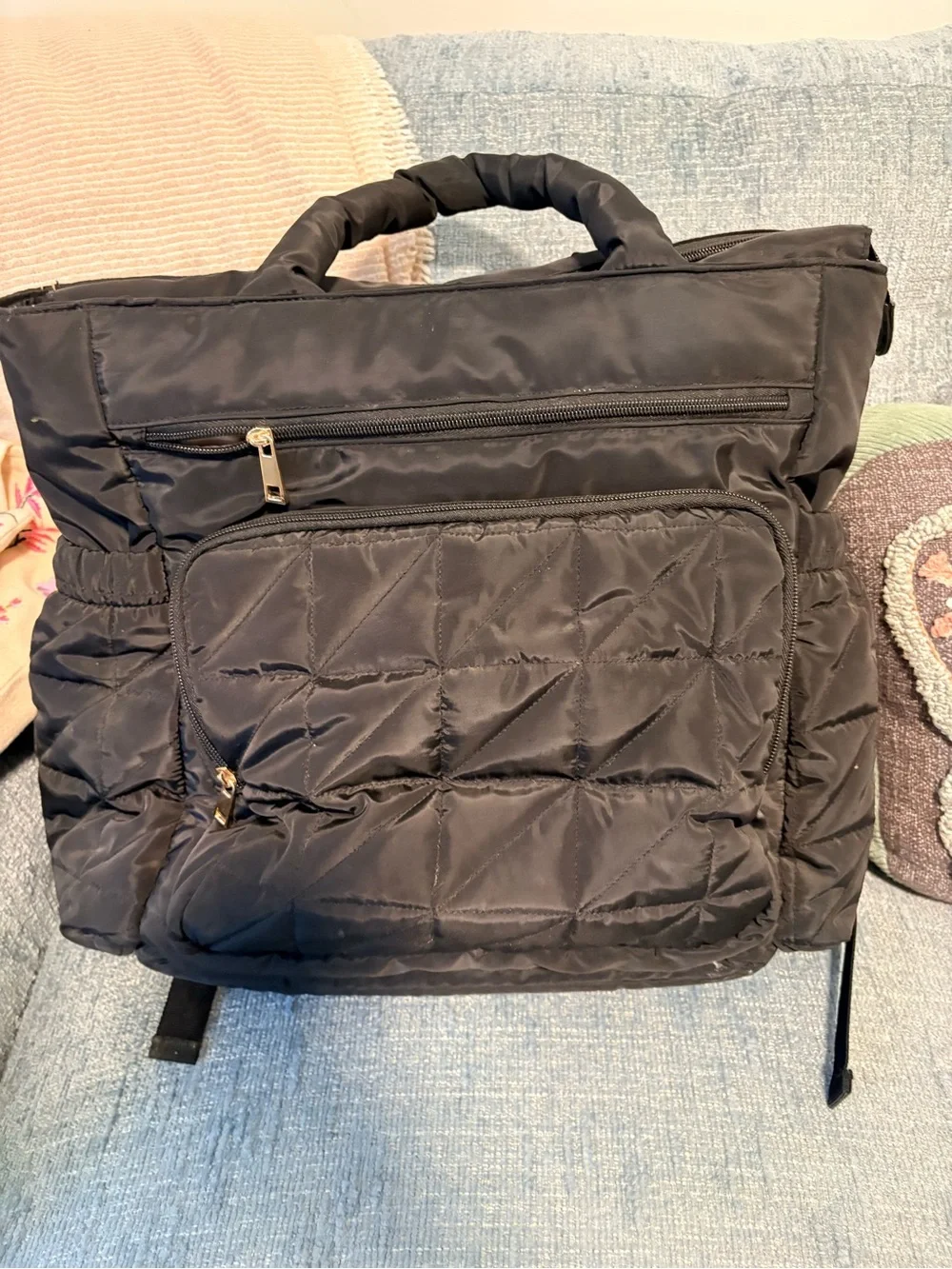 cloud island Black Quilted Tote with Gold Accents - Picture 2 of 3